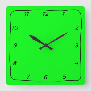 Horloge Carrée Écluse simple noir et vert citron