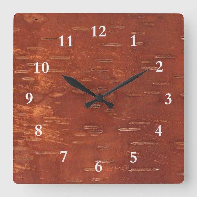 Horloge Carrée Écorce interne de bouleau (Recto)