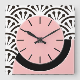 Horloge Carrée Écorché d'art déco (rose de plaza+Noir)