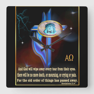 Horloge Carrée Écriture chrétienne