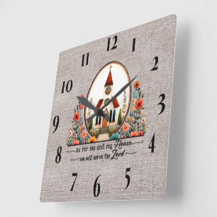Horloge Carrée Écriture Inspirationnelle de la Maison de l'Eglise