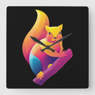 Horloge Carrée Écureuil 