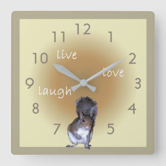 Horloge Carrée Écureuil - live - amour - rire