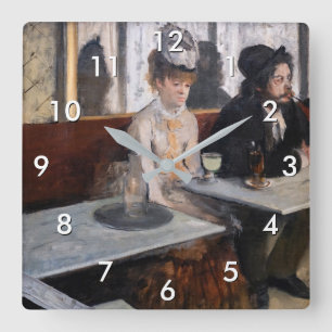 Horloge Carrée Edgar Degas - Dans un café / L'Absinthe
