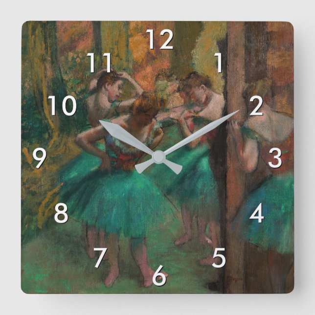 Horloge Carrée Edgar Degas - Danseurs, rose et vert (Recto)