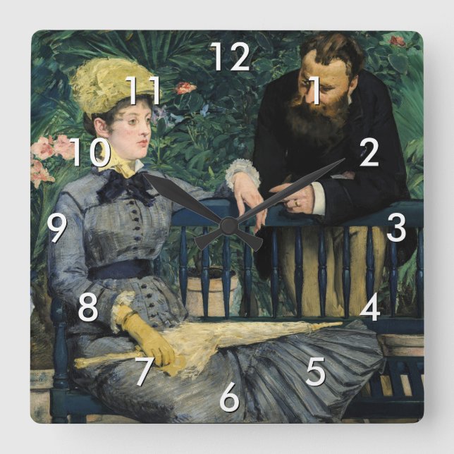 Horloge Carrée Edouard Manet - Dans la serre (Recto)