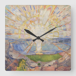 Horloge Carrée Edvard Munch Peinture murale Le Soleil (Solen) (19