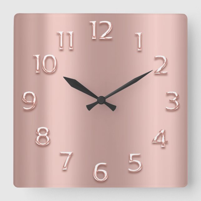 Horloge Carrée EFFET 3D minimal de rose vierge Rose (Recto)