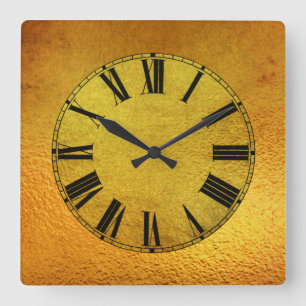 Horloge Carrée Effet Gold et Gold Foil