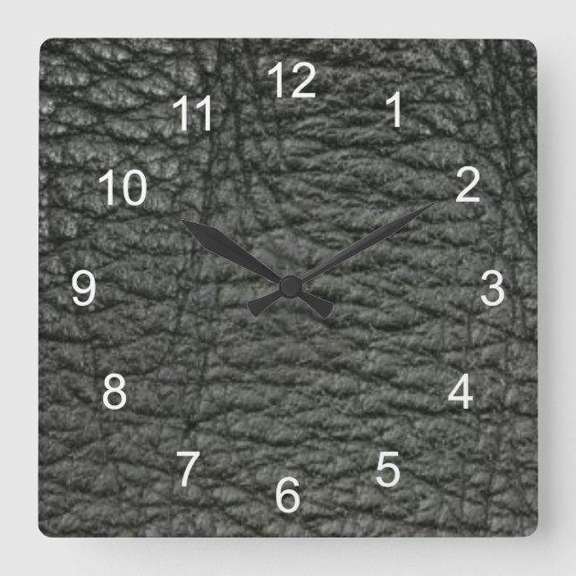 Horloge Carrée Effet Noir Leather (Recto)