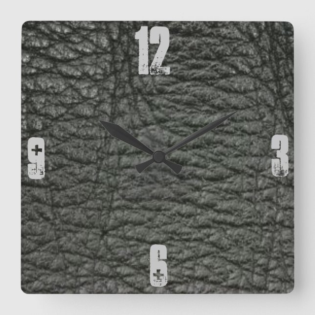 Horloge Carrée Effet Noir Leather (Recto)
