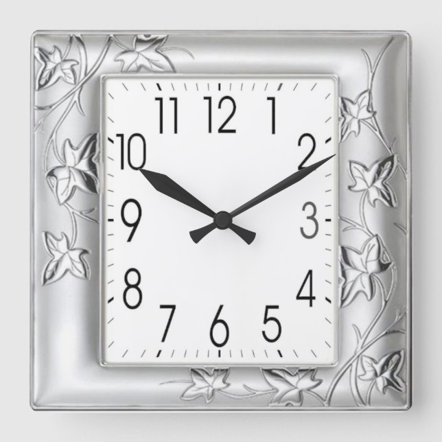 Horloge Carrée Efficace en argent (Recto)