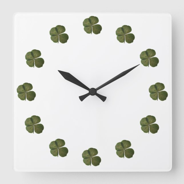 Horloge Carrée Église Saint-Patrick Real 4 Leaf Clover Wall Clock (Recto)