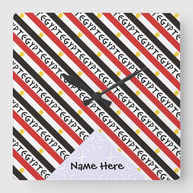 Horloge Carrée Egypt and Egyptian Flag Tiled with Your Name (Recto)
