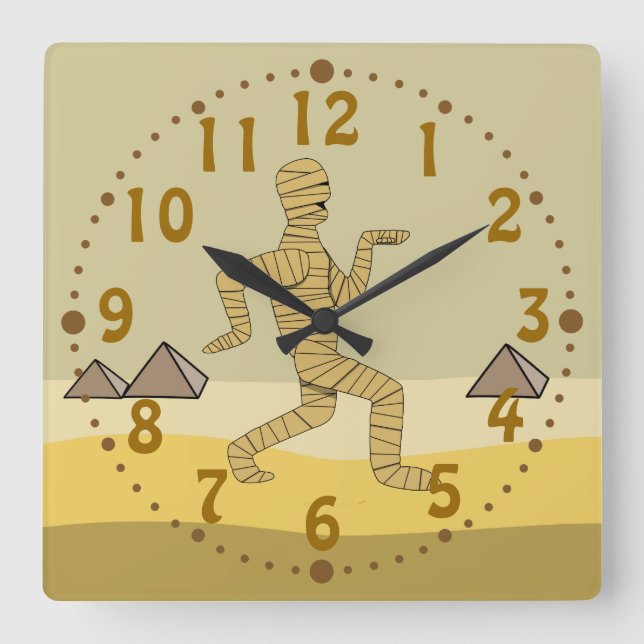Horloge Carrée Egyptian Mummy Pyramide Halloween Custom Clock (Recto)