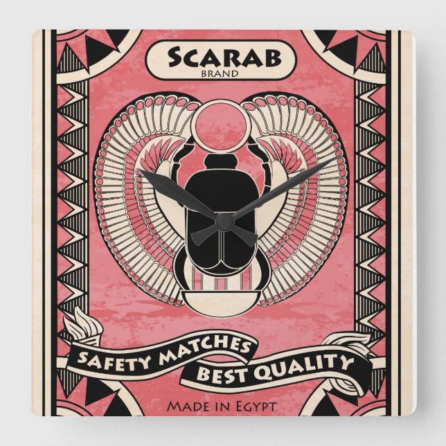 Horloge Carrée Egyptian Scarab Beetle Matchbox Art Clock (Recto)