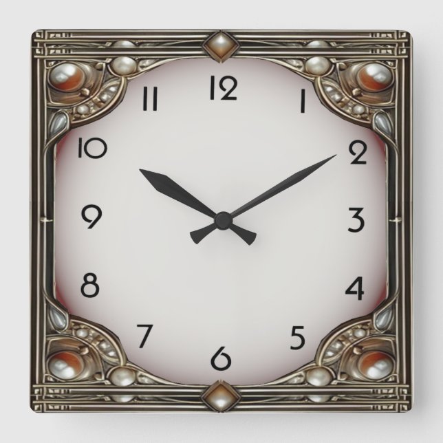 Horloge Carrée Élégant Art Déco (Recto)