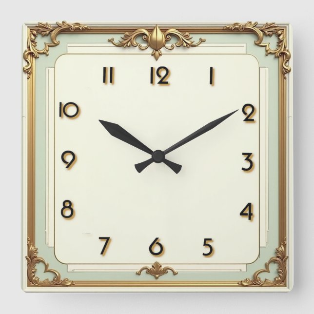 Horloge Carrée Élégant Art Déco (Recto)