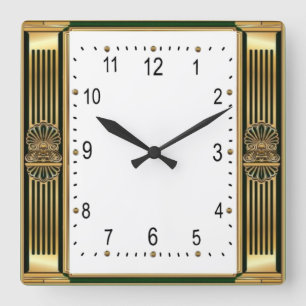 Horloge Carrée Élégant Art Déco