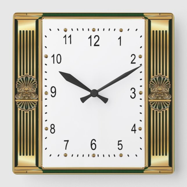 Horloge Carrée Élégant Art Déco (Recto)