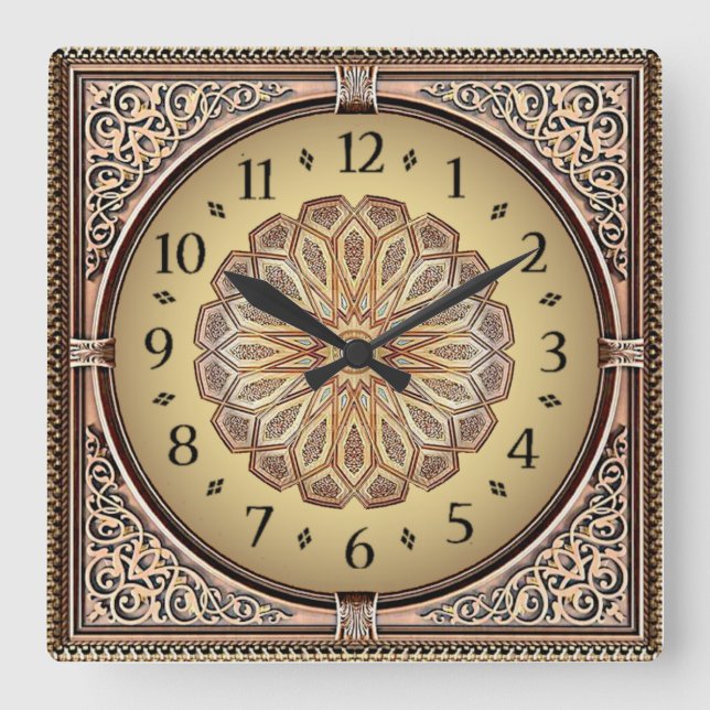 Horloge Carrée Élégant Art Déco (Recto)