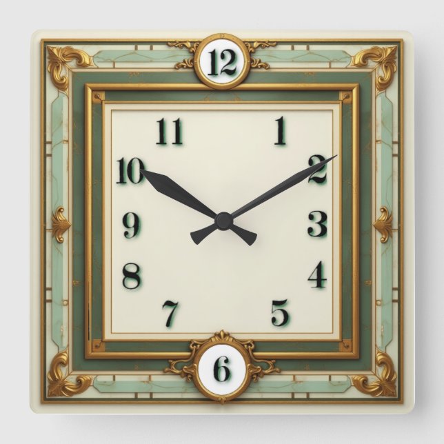 Horloge Carrée Élégant Art Déco  (Recto)