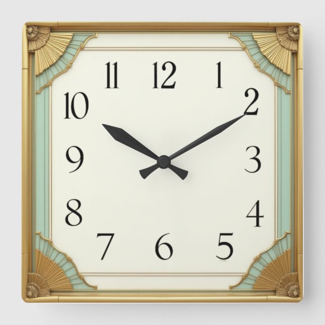 Horloge Carrée Élégant Art Déco (Recto)