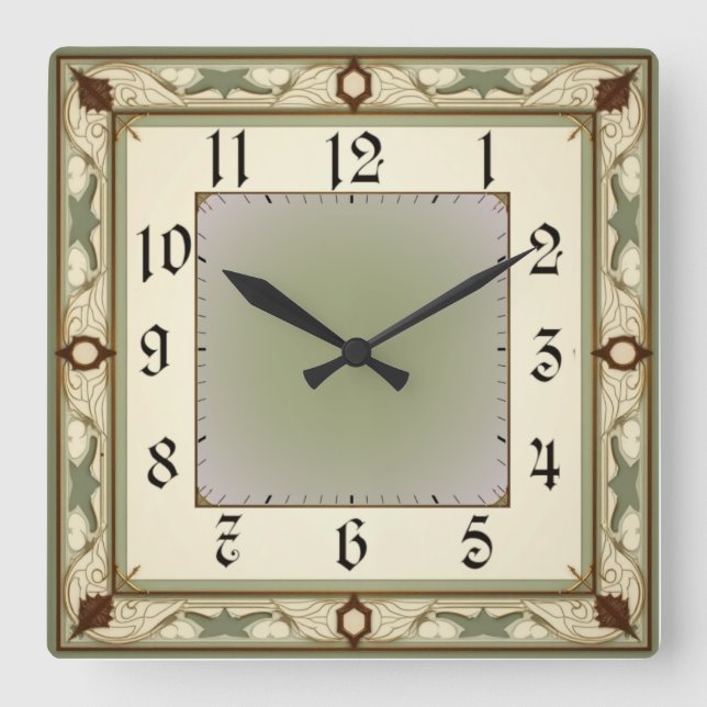 Horloge Carrée Élégant Art Déco (Recto)