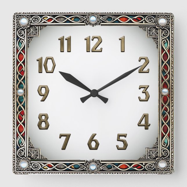 Horloge Carrée Élégant Art Déco (Recto)