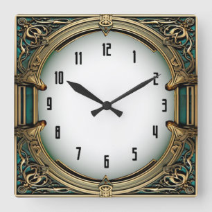 Horloge Carrée Élégant Art Déco