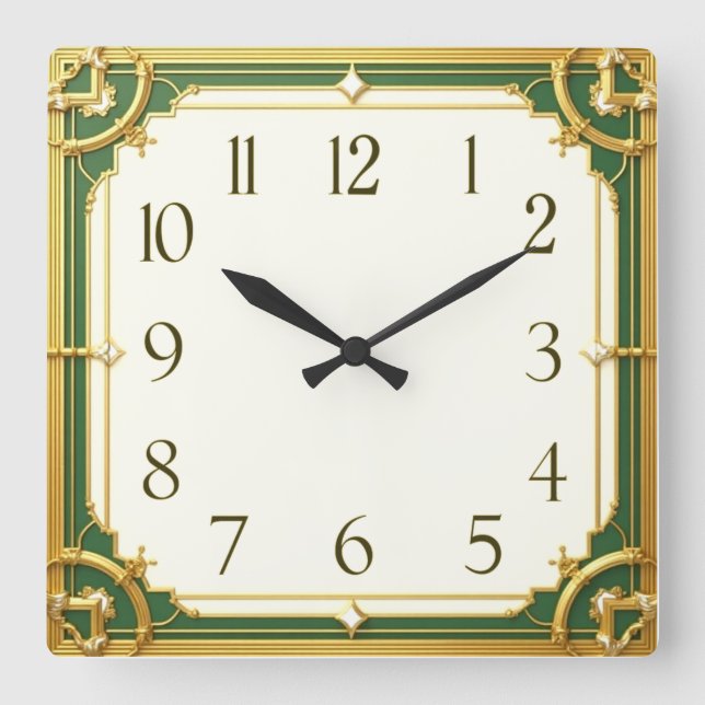 Horloge Carrée Élégant Art Déco (Recto)
