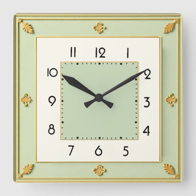 Horloge Carrée Élégant Art Déco (Recto)