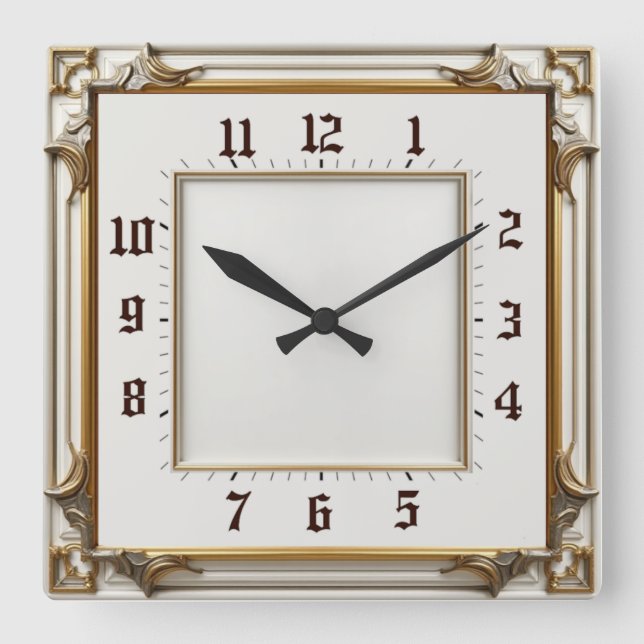 Horloge Carrée Élégant Art Déco (Recto)