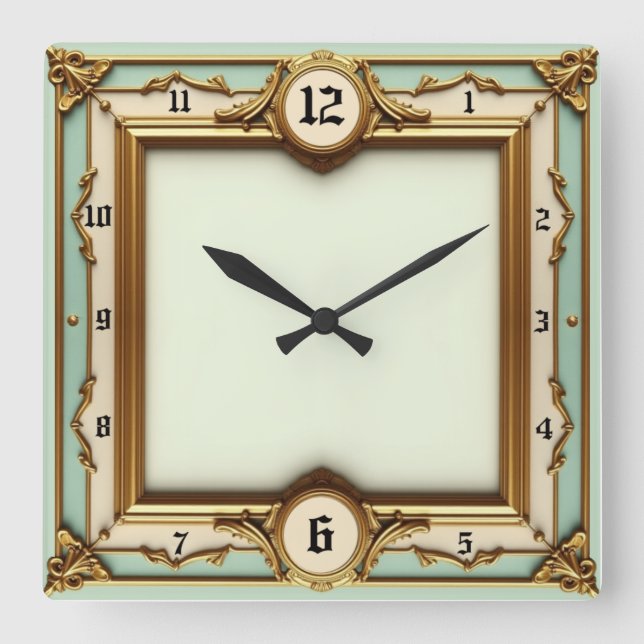 Horloge Carrée Élégant Art Déco  (Recto)