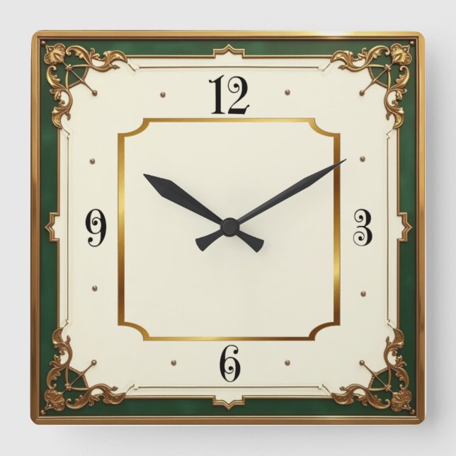 Horloge Carrée Élégant Art Déco (Recto)