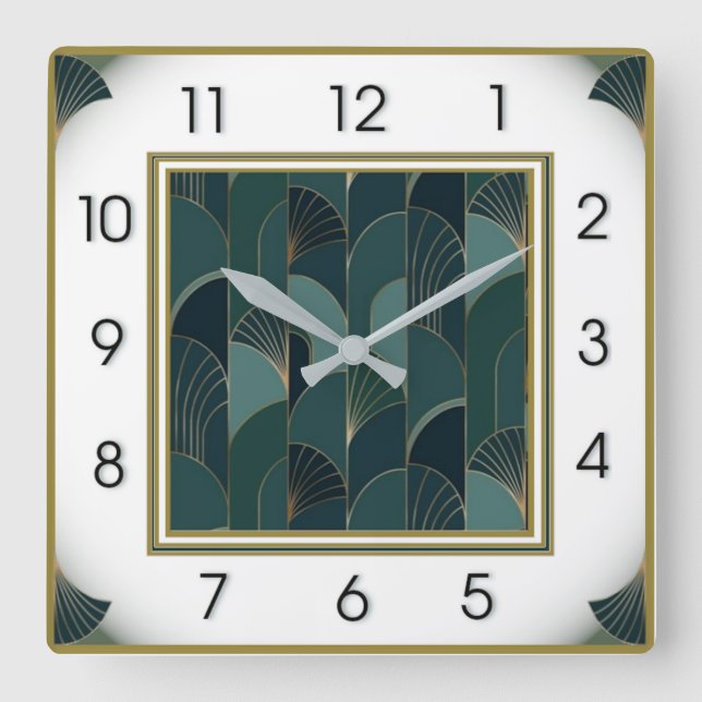 Horloge Carrée Élégant Art Déco (Recto)