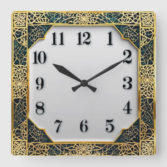 Horloge Carrée Élégant Art Déco (Recto)