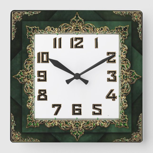 Horloge Carrée Élégant Art Déco (Recto)
