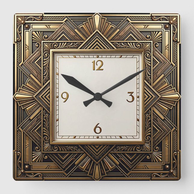 Horloge Carrée Élégant Art Déco (Recto)