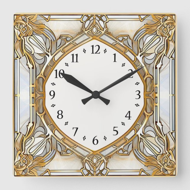 Horloge Carrée Élégant Art Déco  (Recto)