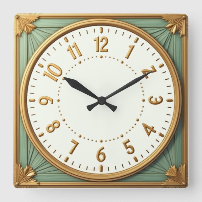 Horloge Carrée Élégant Art Déco (Recto)