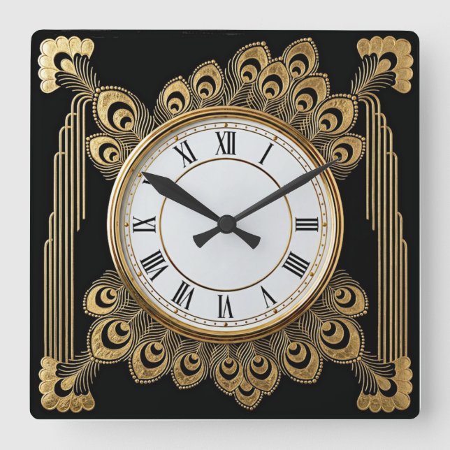 Horloge Carrée Élégant Art Déco (Recto)