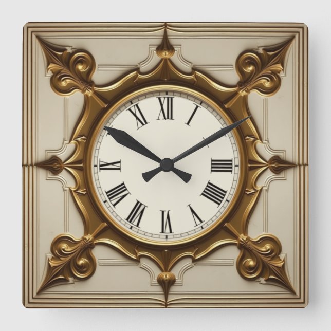 Horloge Carrée Élégant Art Déco (Recto)