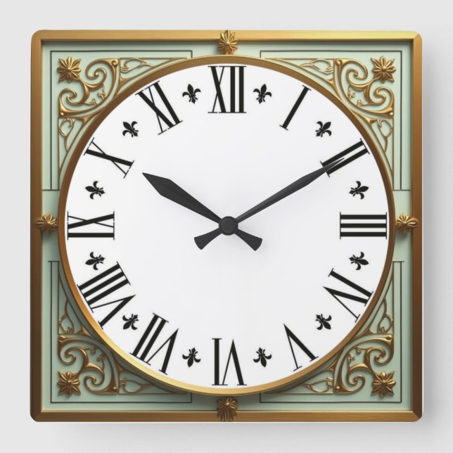 Horloge Carrée Élégant Art Déco (Recto)