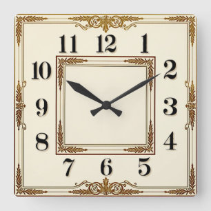 Horloge Carrée Élégant Art Déco Blanc