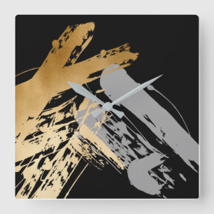 Horloge Carrée élégant faux or et gris bracelet