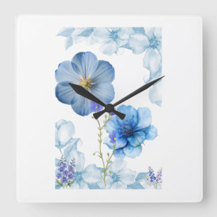Horloge Carrée Elegant Floral Wall Clock – Chic Botanical Flowers
