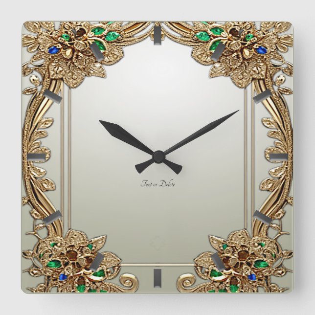 Horloge Carrée Elegant Gold Ornate Wall Clock (Recto)