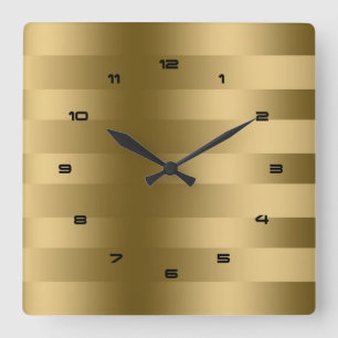 Horloge Carrée Elégant Gold Stripes Design moderne