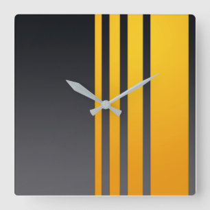 Horloge Carrée Élégant jaune moderne sur gris foncé